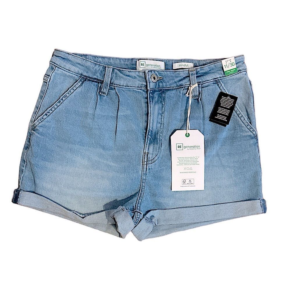 Celebrity Pink ReGeneration Mindful Denim Jean Mom High Rise Shorts 11/30 NWT - Picture 1 of 7